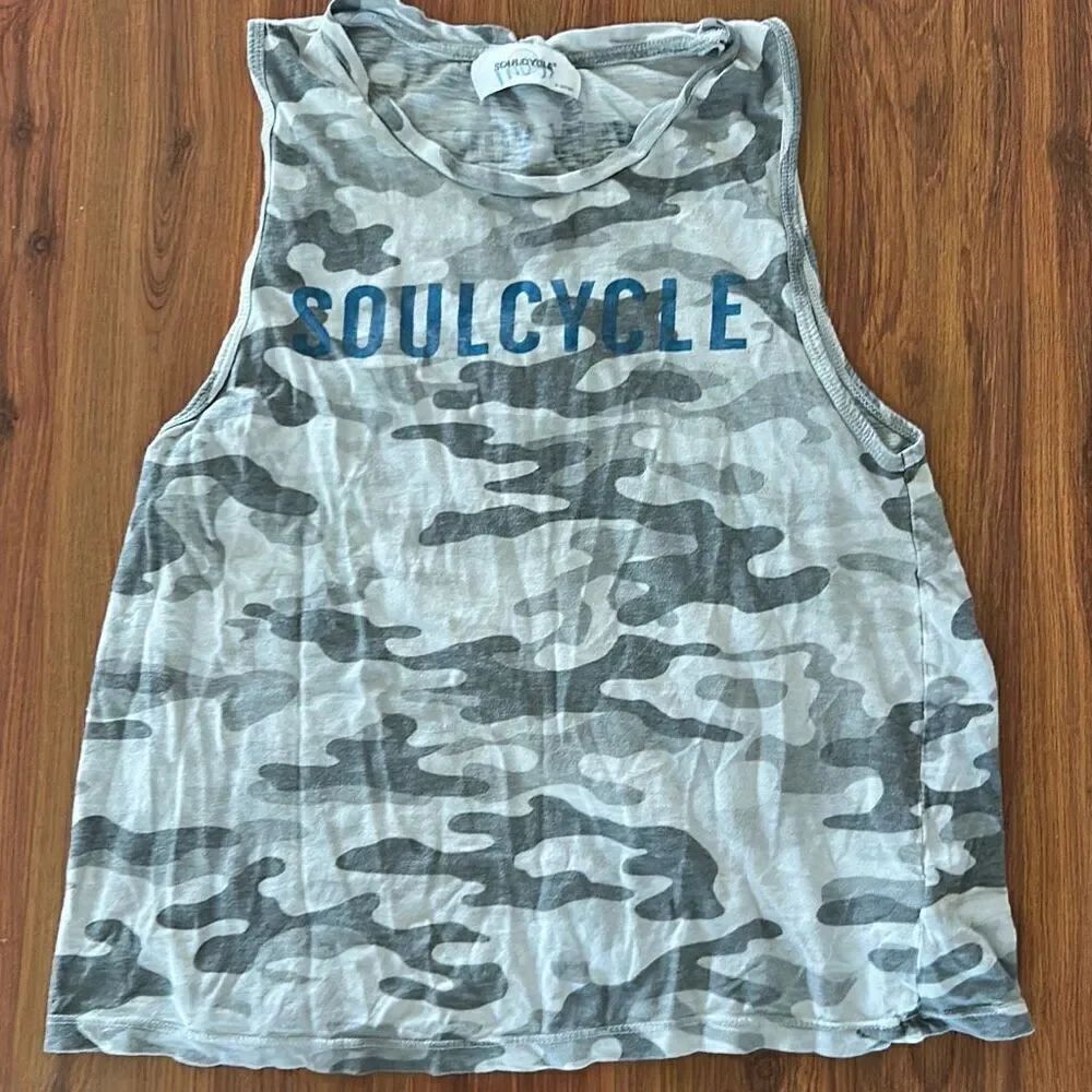 Soul Cycle lightweight camo tank top gray T-shirt size xs